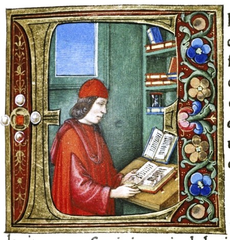 "D". Pliny seated in study